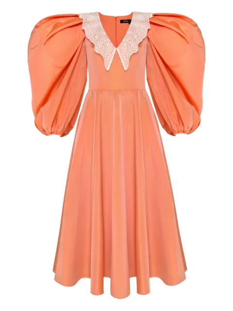 ANOUKI vestido con ribete de encaje y mangas farol