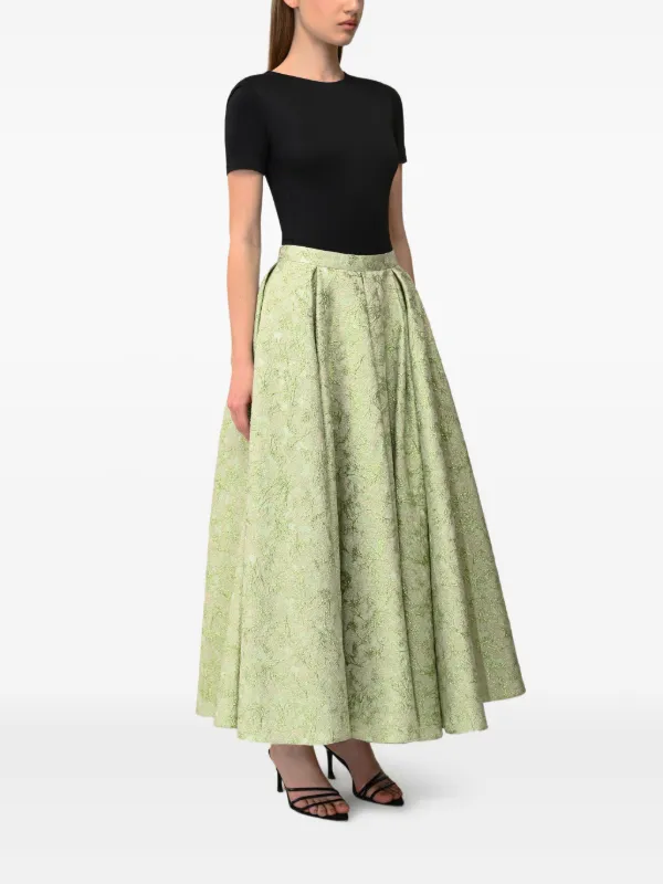 ANOUKI Pleated Maxi Skirt Green FARFETCH IN