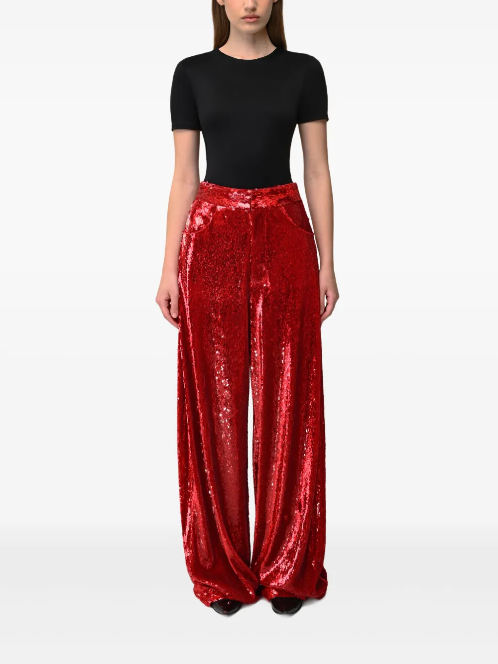 ANOUKI Broek verfraaid met pailletten - Rood