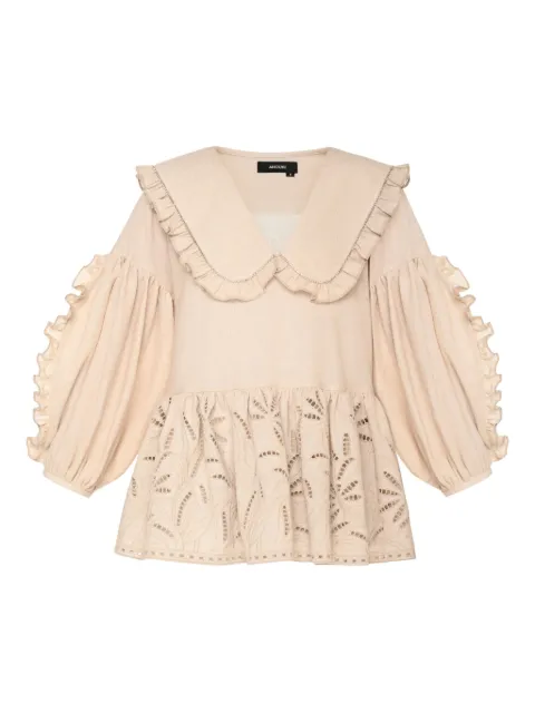 ANOUKI ruffled-collar broderie-anglaise blouse