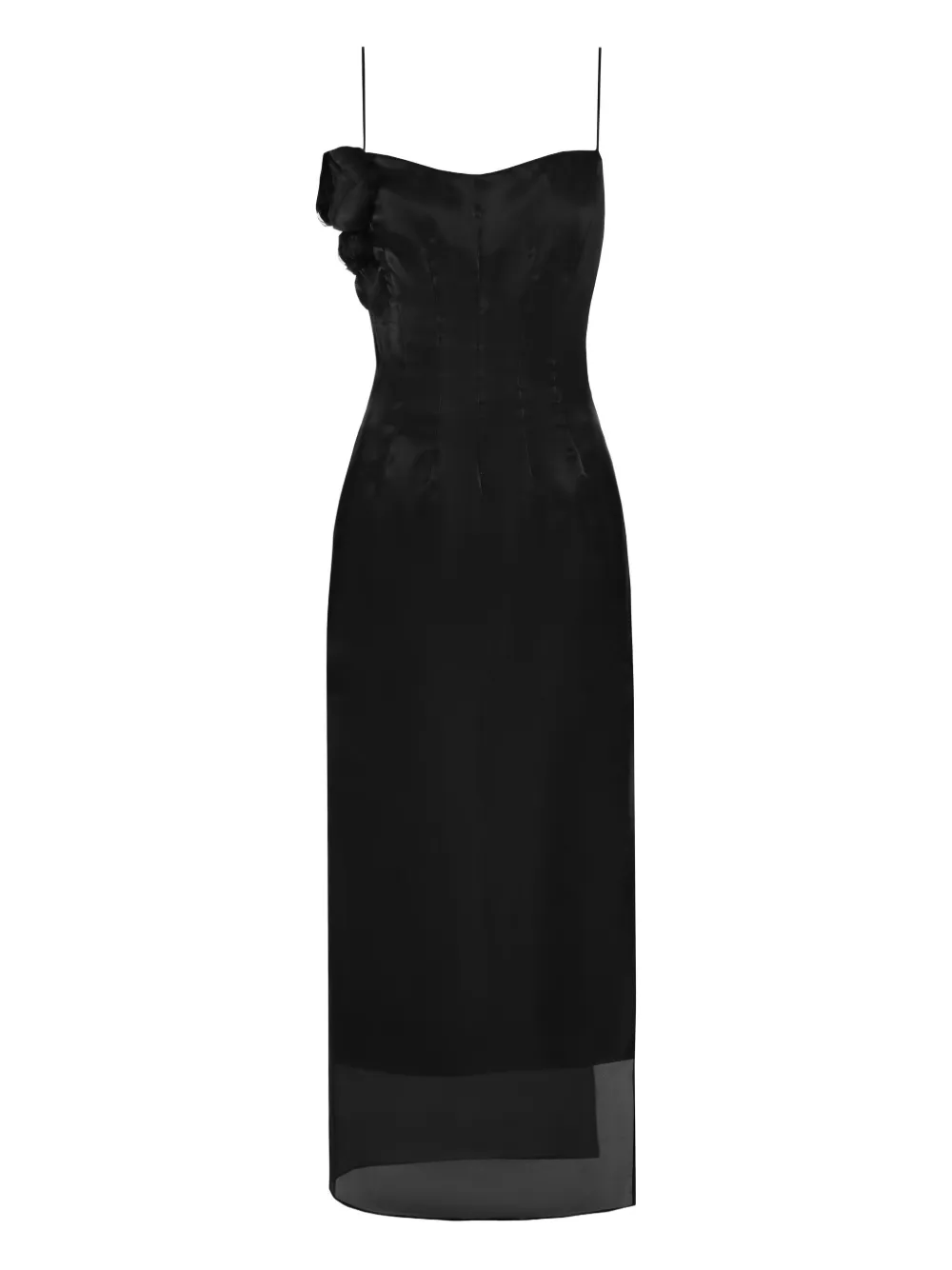 ANOUKI floral-appliqué organza dress | Black | Image 1