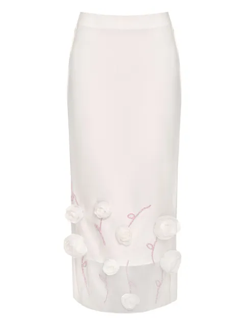 ANOUKI floral-appliqué midi skirt