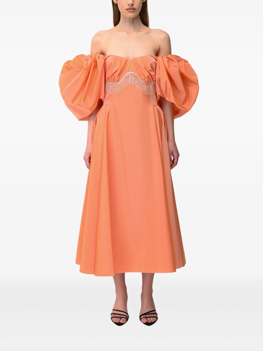 ANOUKI Jurk met pofmouwen - Oranje