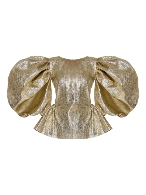 ANOUKI metallic puff-sleeve top and shorts set
