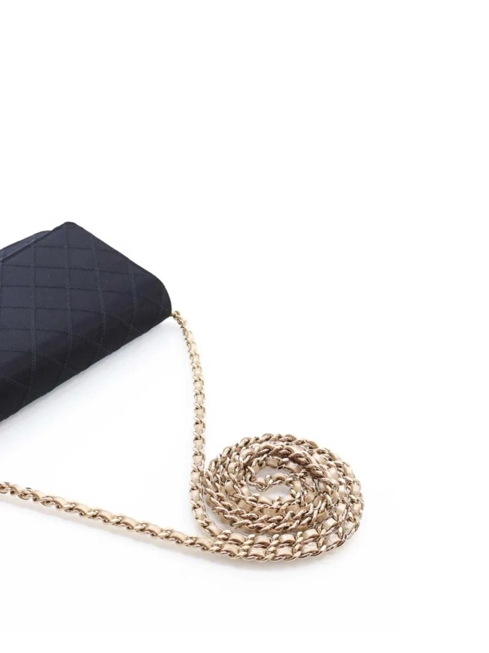 Pre-owned Chanel 2011 Bicolor Satin Diamond Stitch Wallet On Chain Crossbody Bag