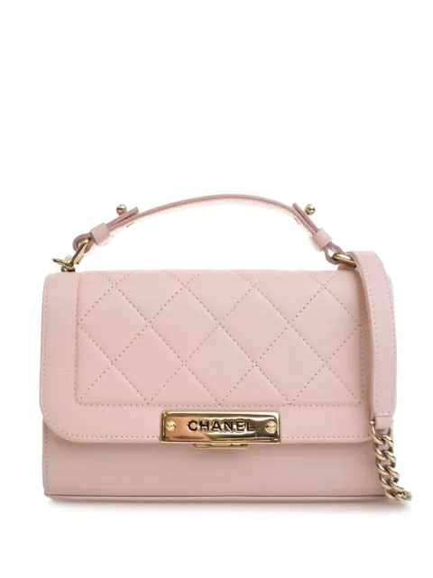 CHANEL Pre-Owned 2016-2017 Small Quilted Grained Calfskin Label Click Flap satchel