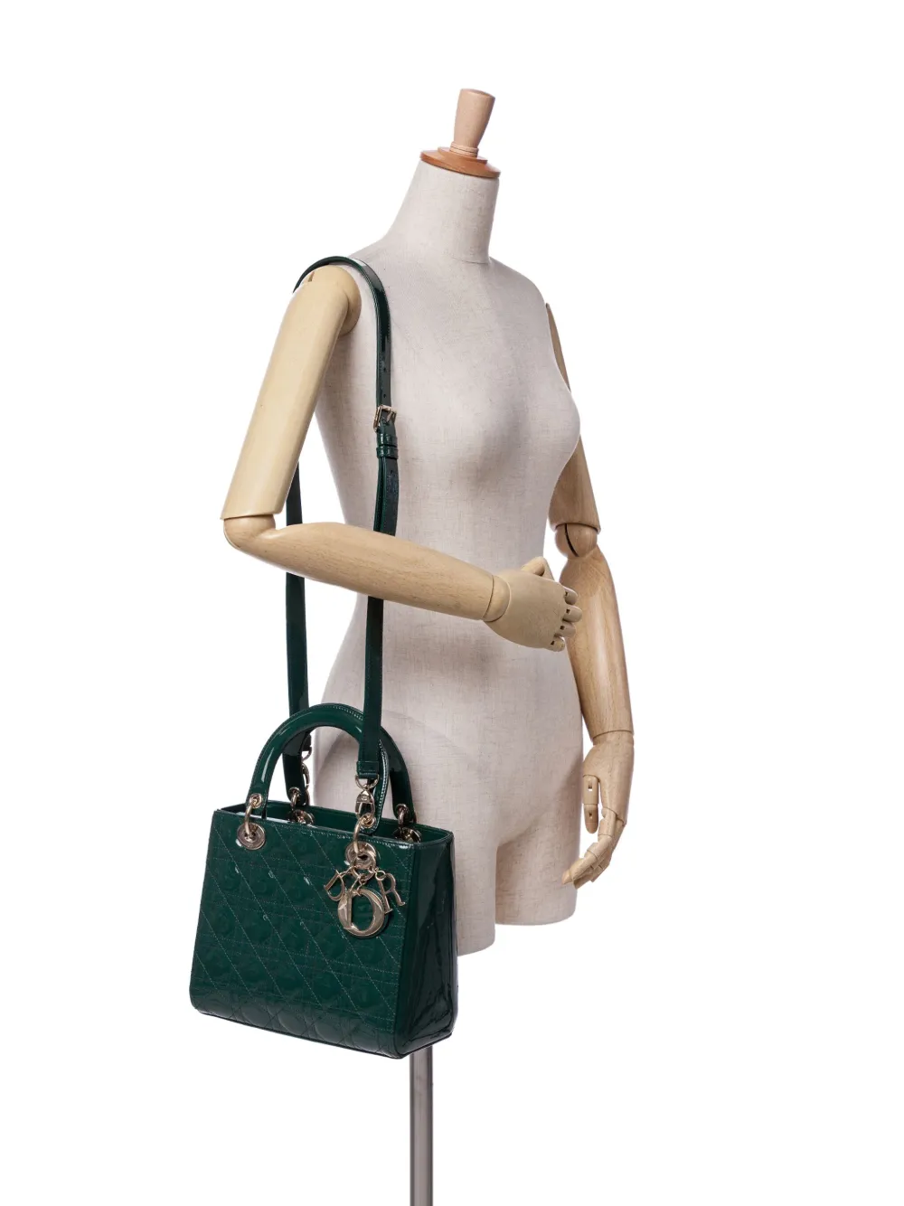 Pre-owned Dior 2020 Medium Patent Cannage Lady Satchel