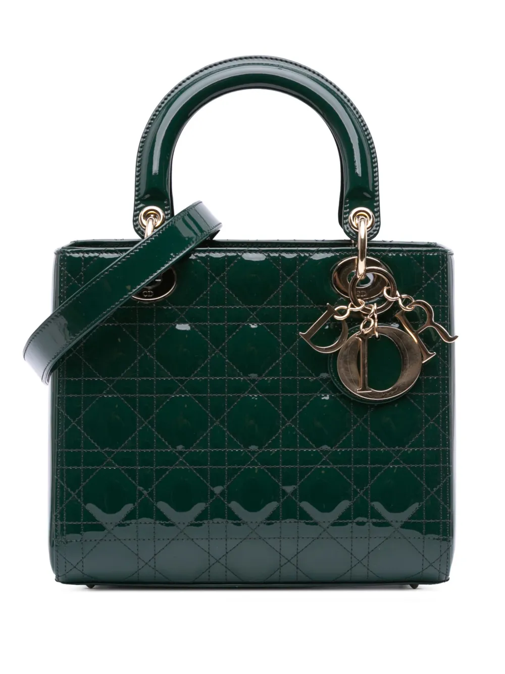 Christian Dior Pre-Owned 2020 ミディアム パテント カナージュ レディ ディオール サッチェルバッグ - Christian Dior Pre-Owned 2020 ミディアム パテント カナージュ レディ ディオール サッチェルバッグ -