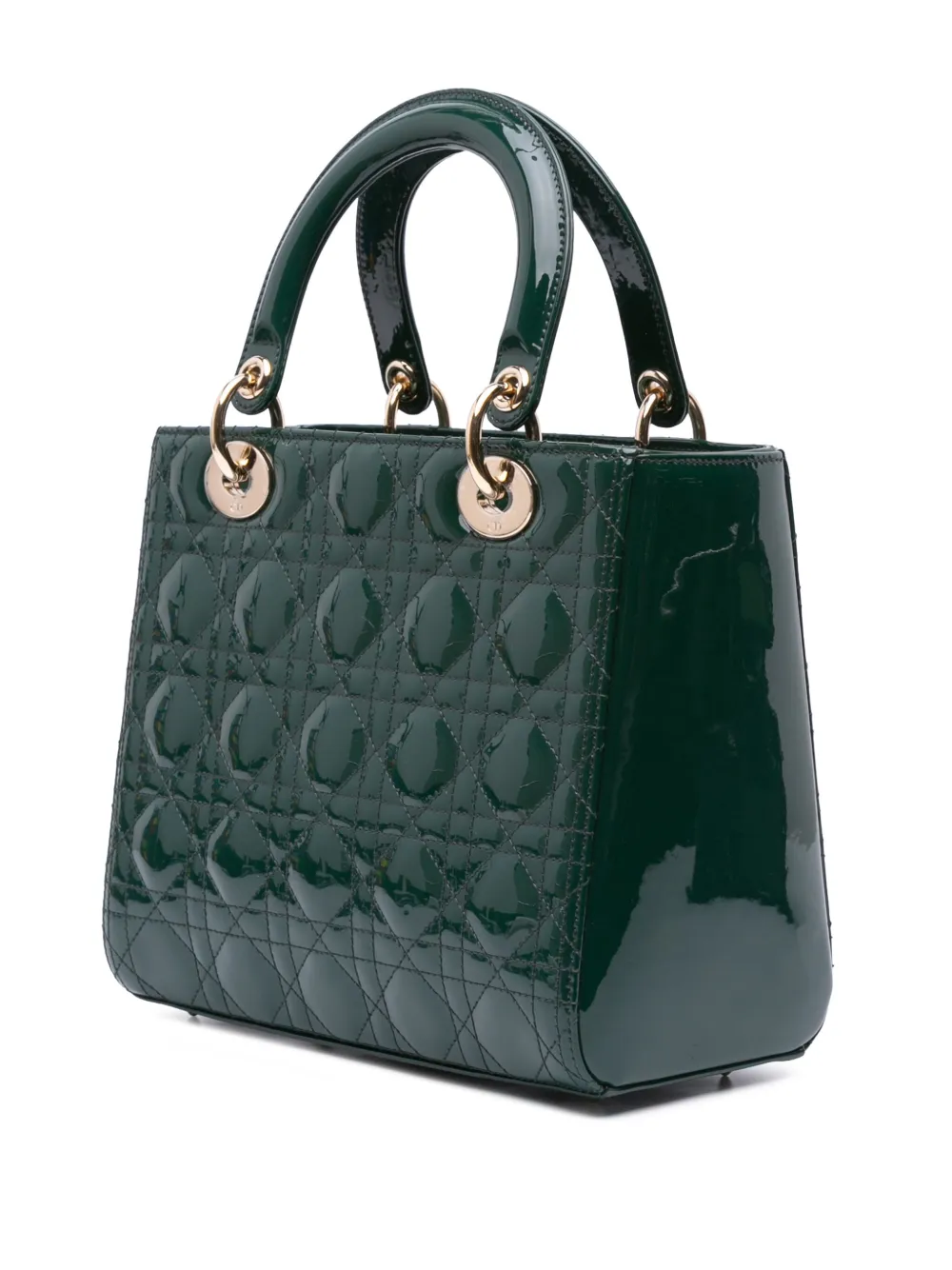 Pre-owned Dior 2020 Medium Patent Cannage Lady Satchel