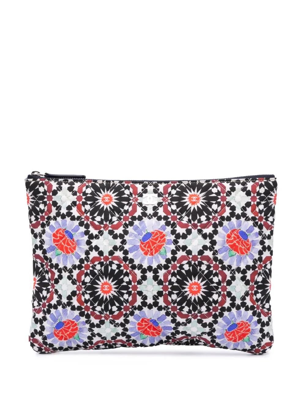 CHANEL Pre-Owned 2014-2015 Paris Dubai Medium Printed Canvas Cosmetic Case clutch bag | White | Image 1