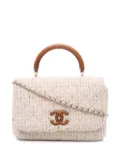 CHANEL Pre-Owned 2018-2019 Tweed Knock on Wood satchel - White