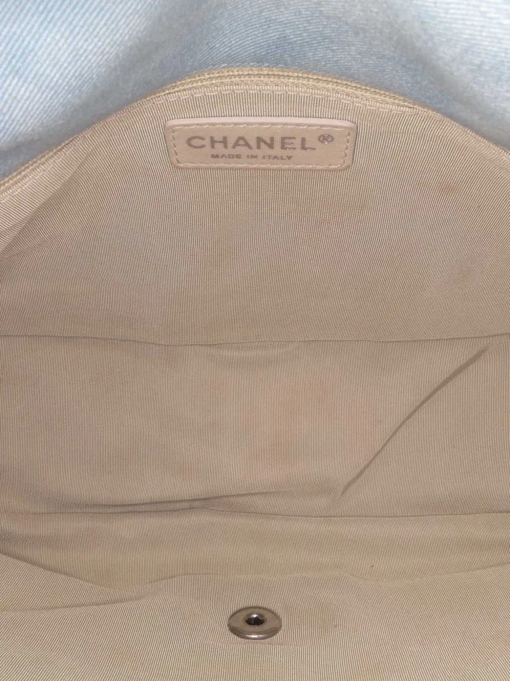 Pre-owned Chanel 2010-2011 Jumbo Denim Canebiers Net Flap Shoulder Bag