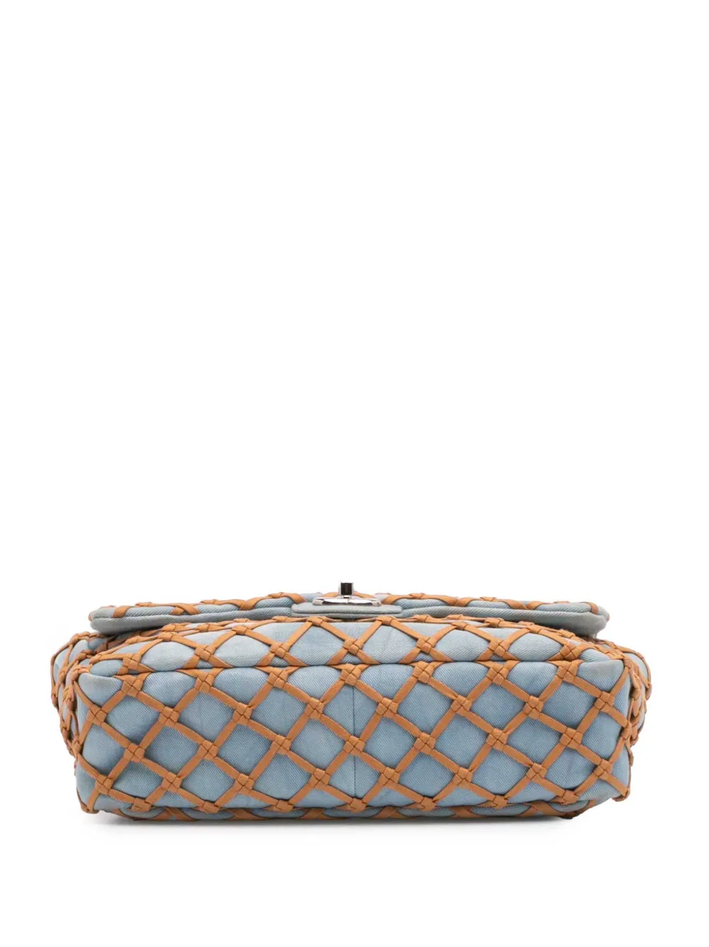 Pre-owned Chanel 2010-2011 Jumbo Denim Canebiers Net Flap Shoulder Bag