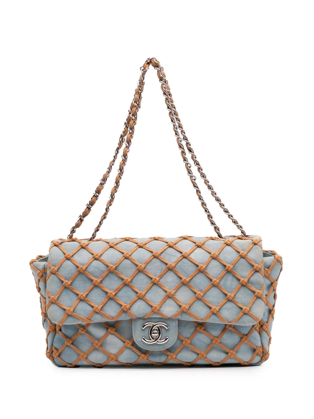 CHANEL Pre-Owned sac porté épaule Canebiers Net Flap en jean à motif Jumbo (2010-2011) | bleu | Image 1