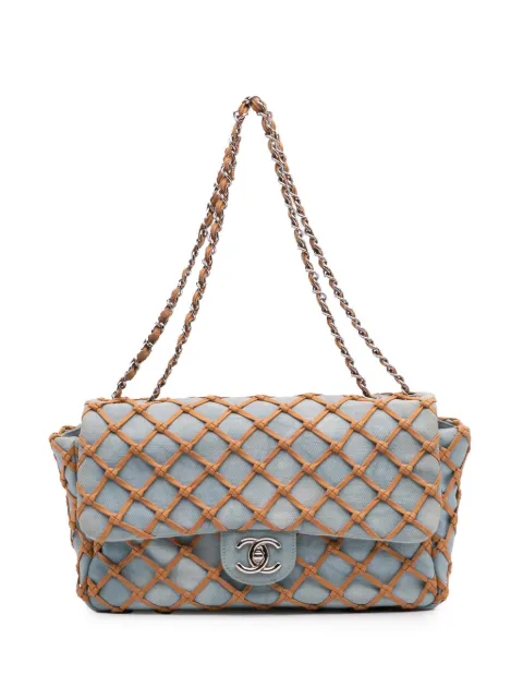 CHANEL Pre-Owned sac porté épaule Canebiers Net Flap en jean à motif Jumbo (2010-2011)