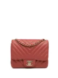 CHANEL Pre-Owned 2018 Mini Square Classic Chevron Lambskin Single Flap crossbody bag - Orange