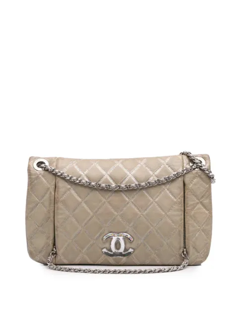 CHANEL Pre-Owned 2010-2011 Quilted Metallic Distressed Lambskin CC Crystal Flap crossbody bag