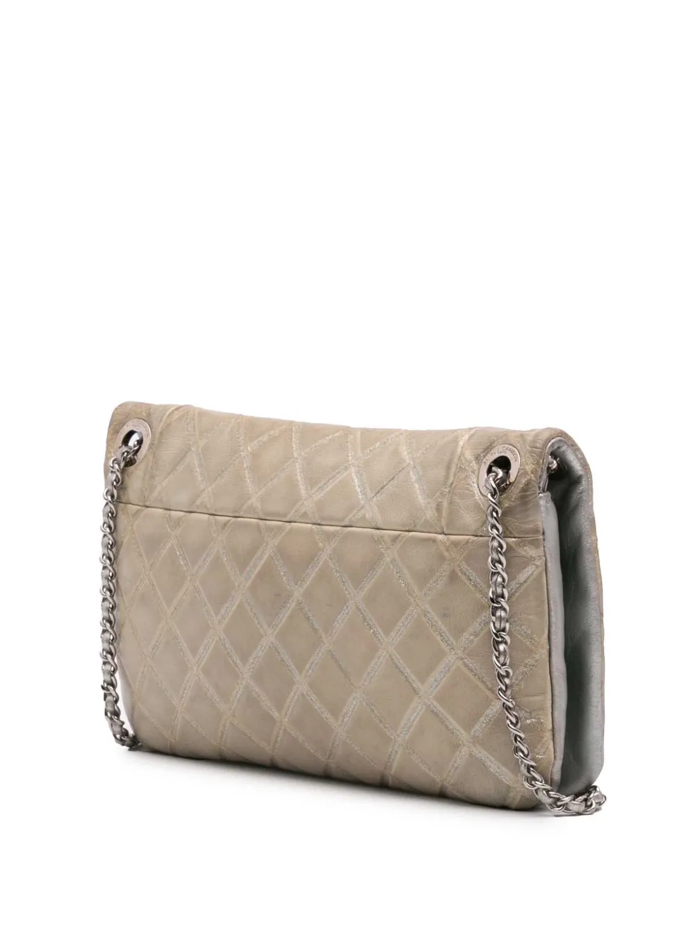 Pre-owned Chanel 2010-2011 Quilted Metallic Distressed Lambskin Cc Crystal Flap Crossbody Bag
