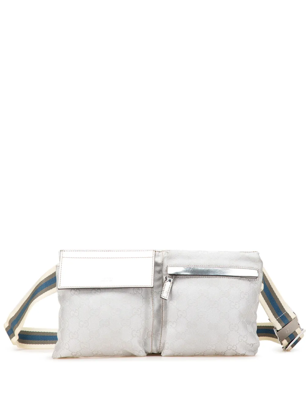 Pre-owned Gucci 2000-2015 Gg Canvas Web Double Pocket Belt Bag