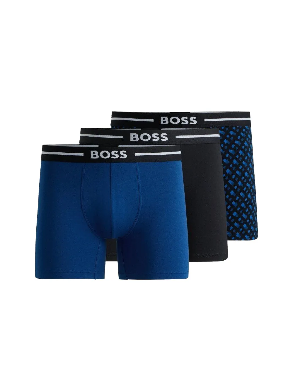 BOSS Drie boxershorts met logodetail Zwart