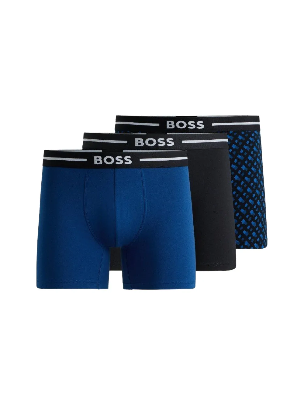 BOSS Drie boxershorts met logodetail Zwart