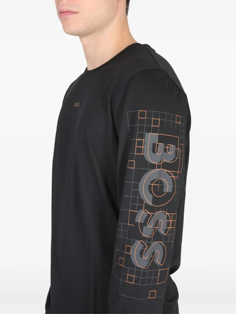 BOSS logo-print long-sleeve T-shirt Zwart