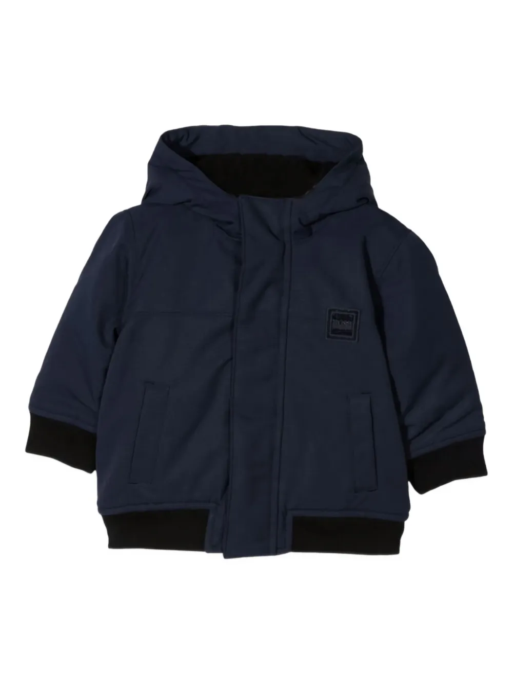 BOSS Kidswear hooded patch-pocket jacket Blauw