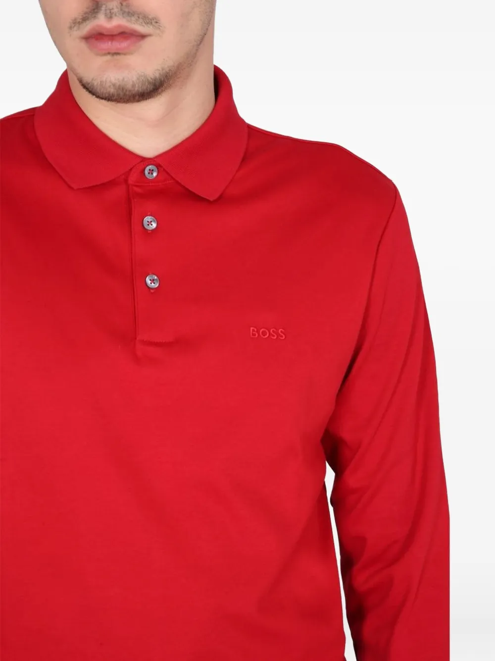 BOSS long-sleeved polo shirt Rood