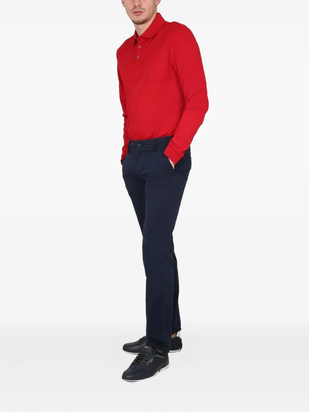 BOSS long-sleeved polo shirt Rood