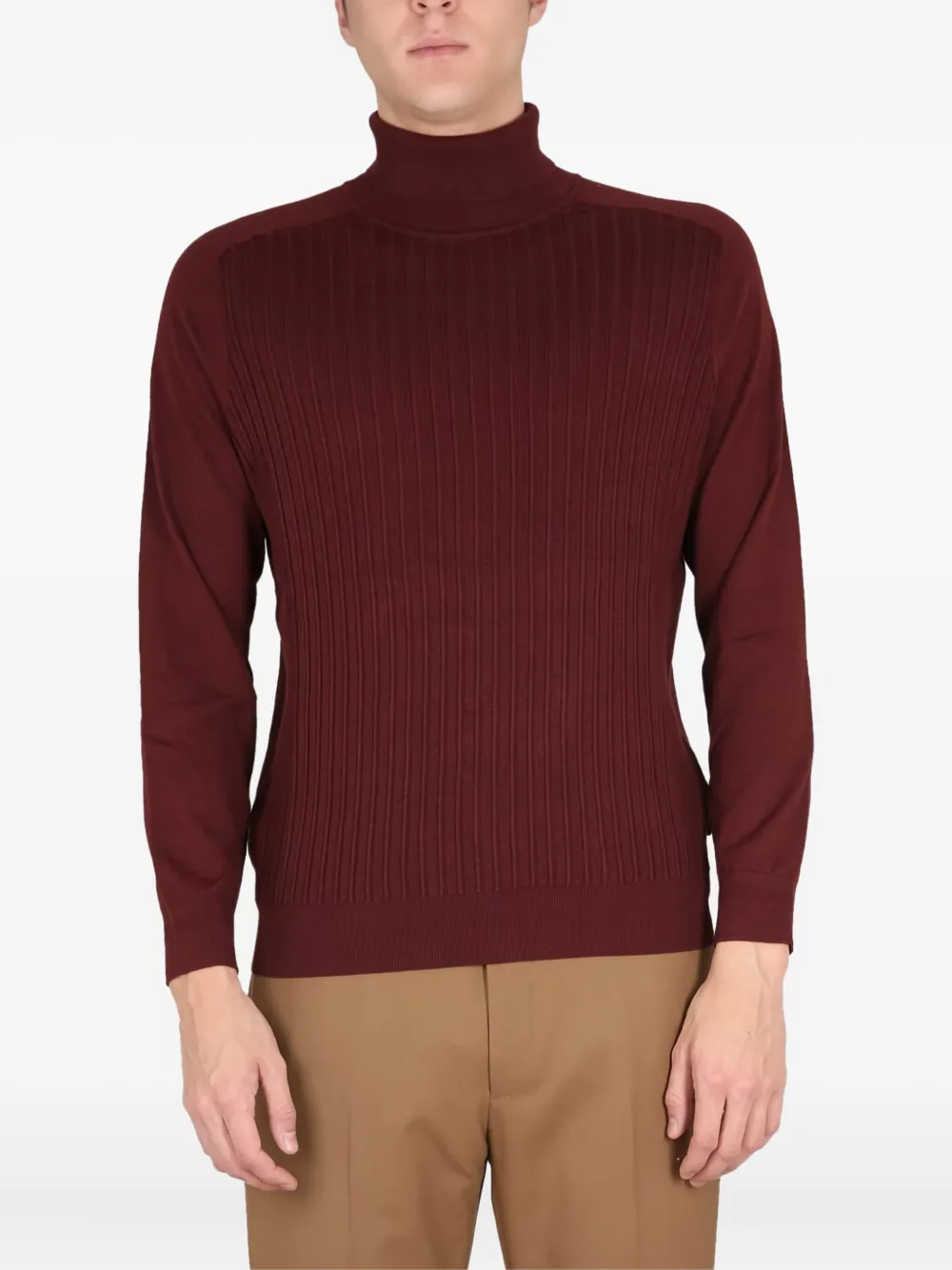 BOSS ribbed turtleneck sweater Rood