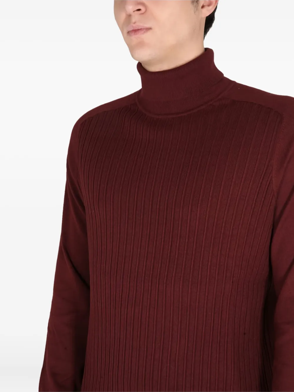 BOSS ribbed turtleneck sweater Rood