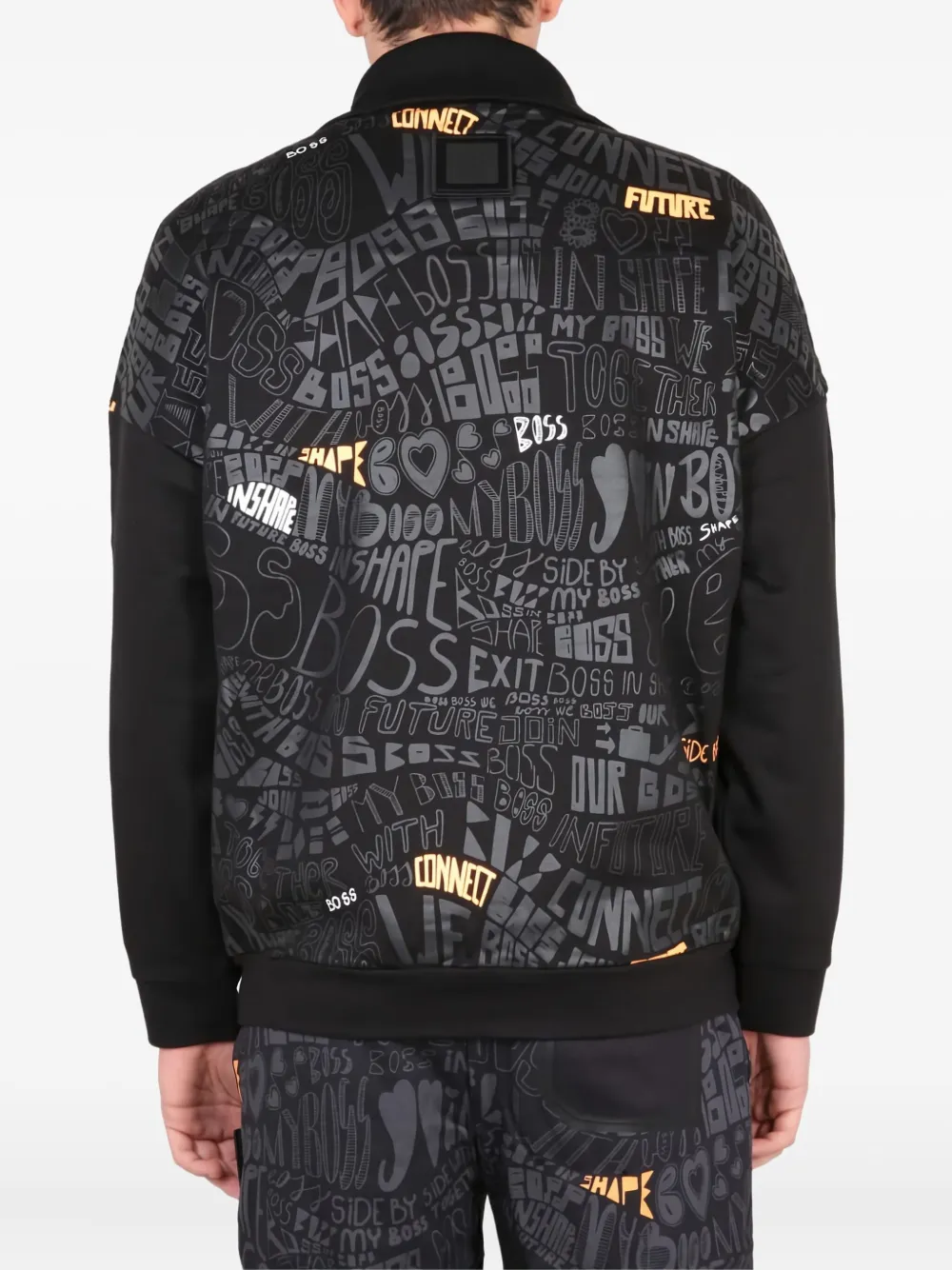 BOSS Sweater met rits Zwart