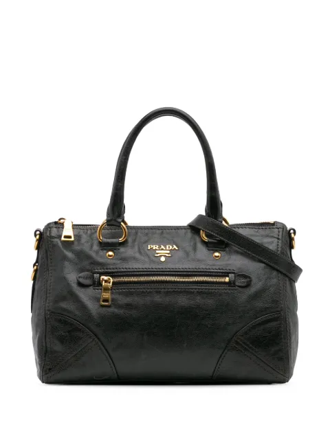 Prada Pre-Owned شنطة 'فيتلو شاين' بحمالة كتف وسحاب علوي 2000-2024
