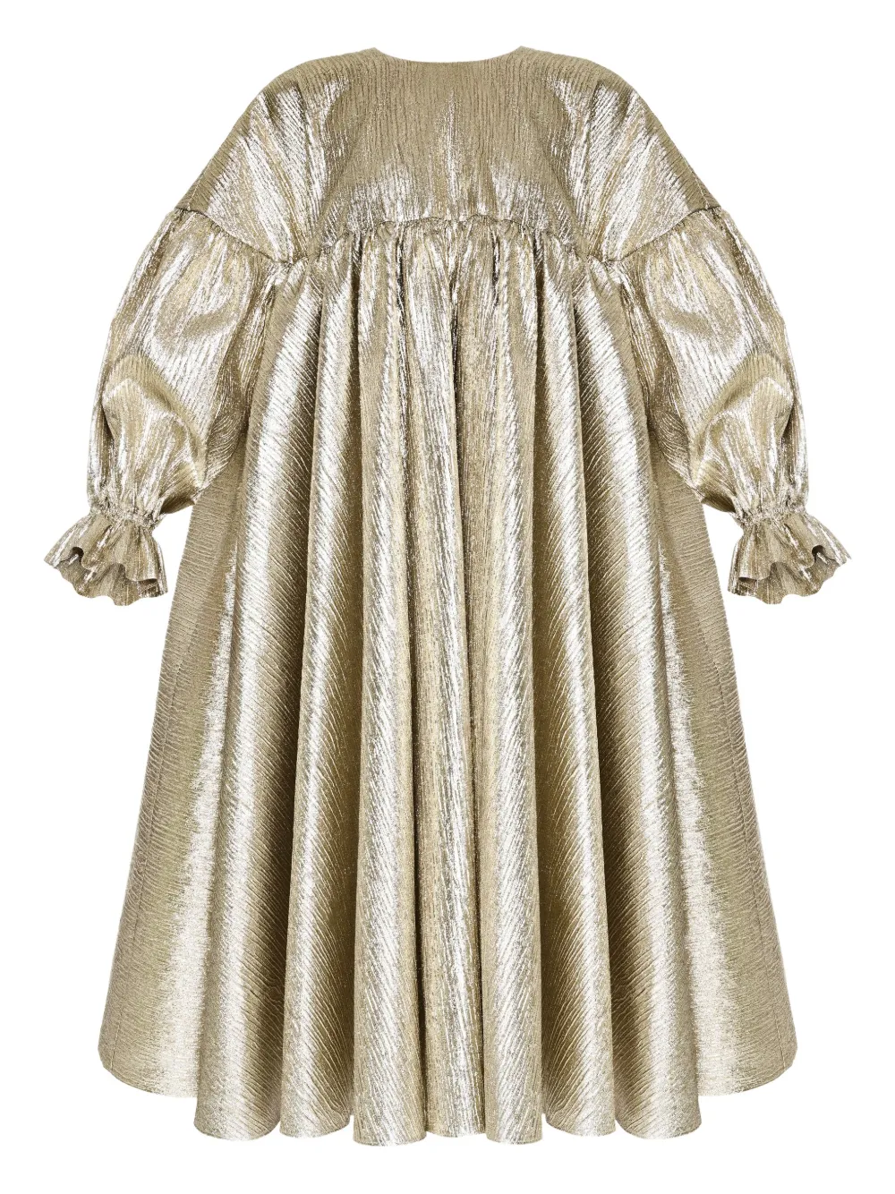 metallic pleated midi dress