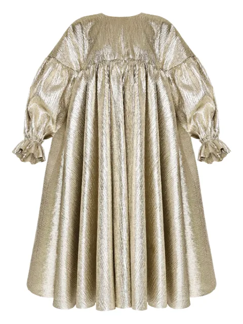 ANOUKI vestido midi con diseño plisado y efecto metalizado