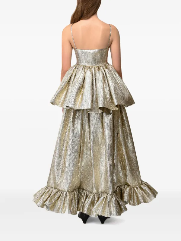 gold metallic tiered dress ANOUKI Maxi | cruise