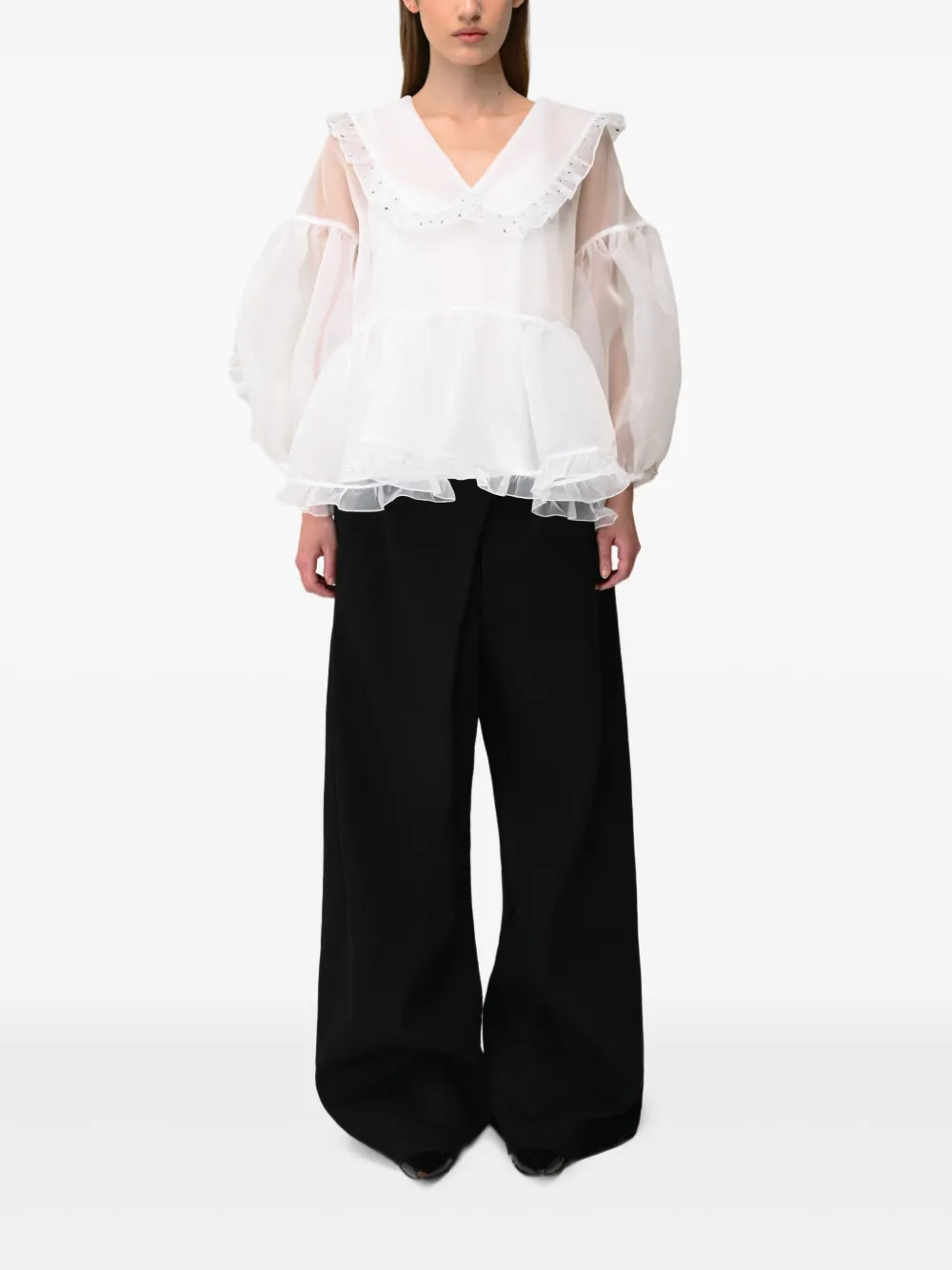 ANOUKI Blouse met ruches - Wit