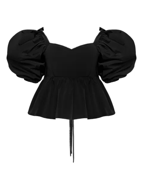ANOUKI puff-sleeve peplum top
