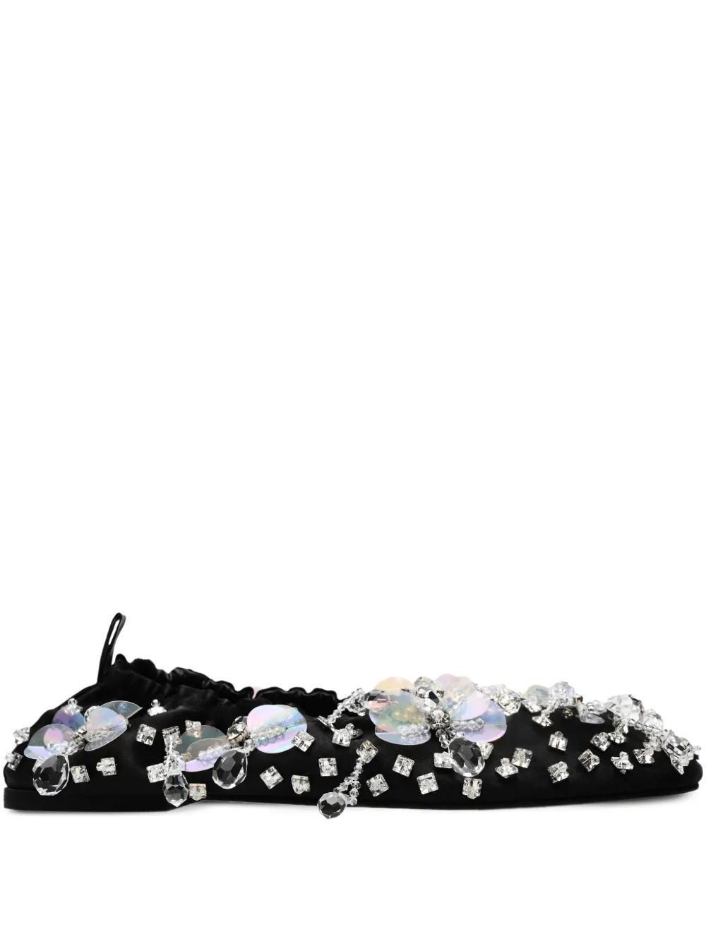 ANOUKI crystal-embellished satin ballet flats | Black | Image 1