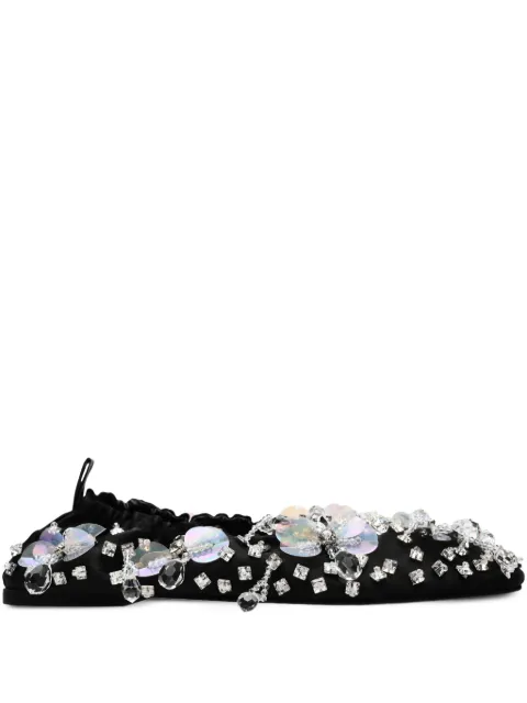 ANOUKI crystal-embellished satin ballet flats
