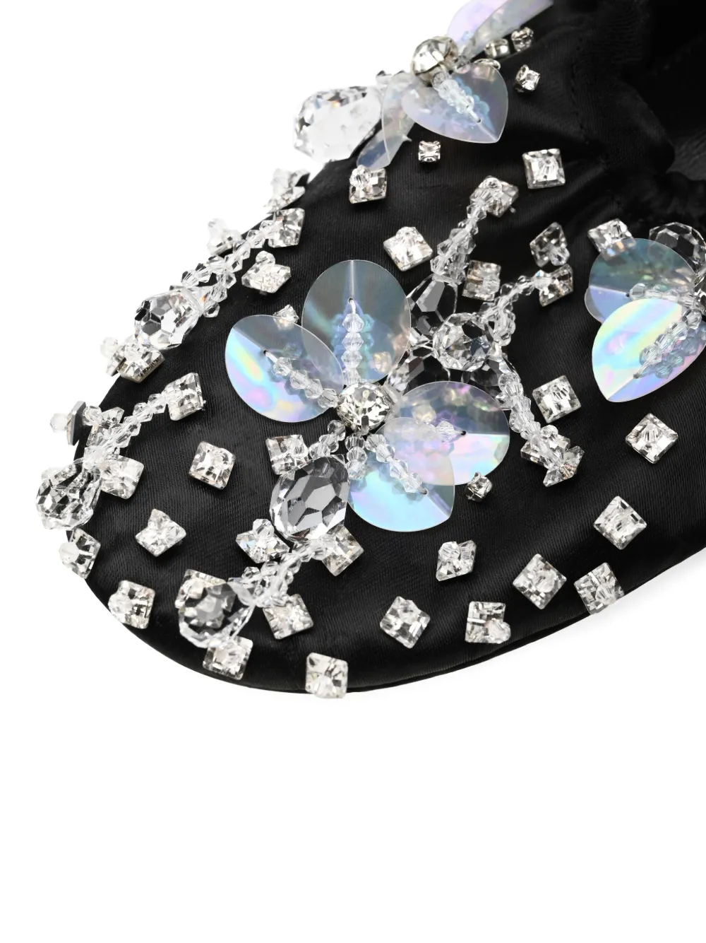 ANOUKI crystal-embellished satin ballet flats Black