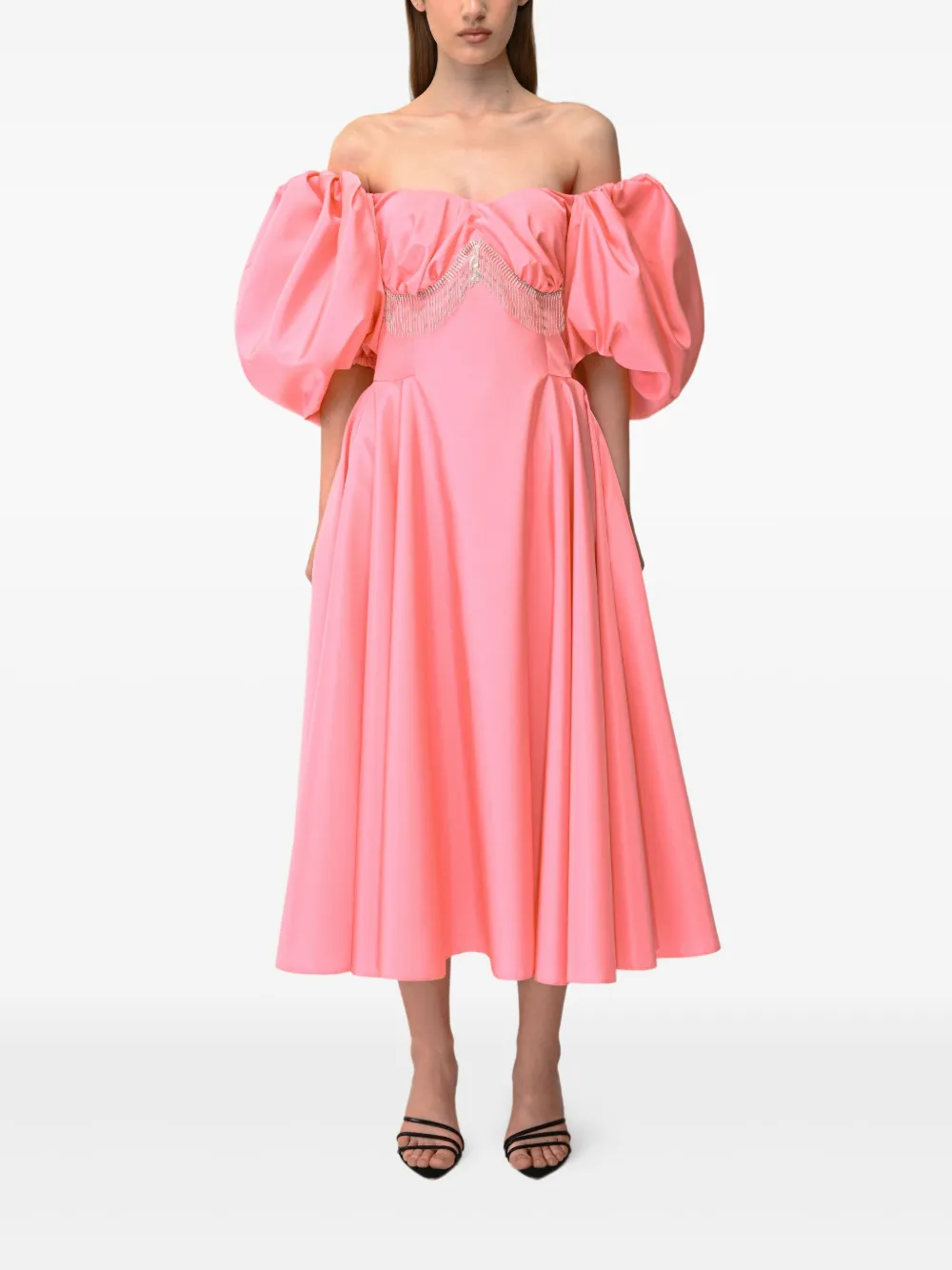 ANOUKI Off-shoulder jurk met balloonmouwen - Roze