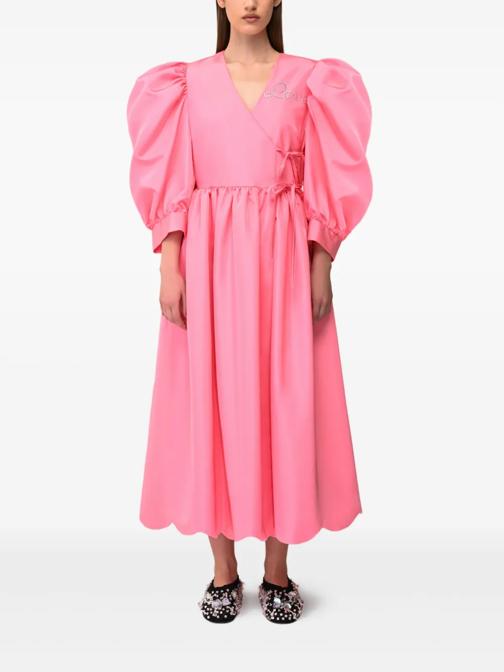 ANOUKI Wikkeljurk met pofmouwen - Roze