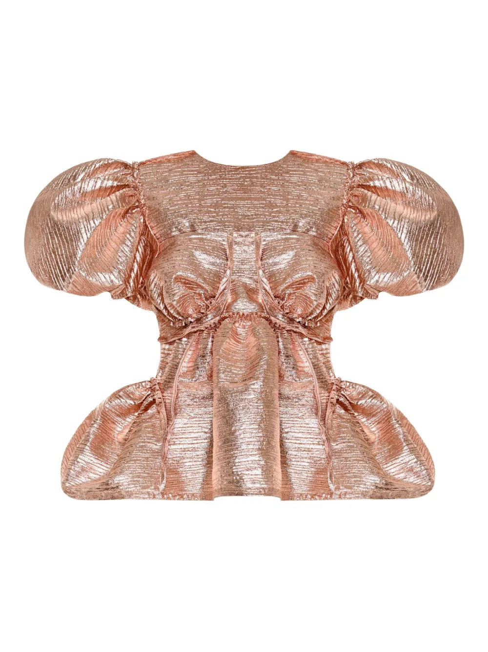 pleated puff-sleeve blouse