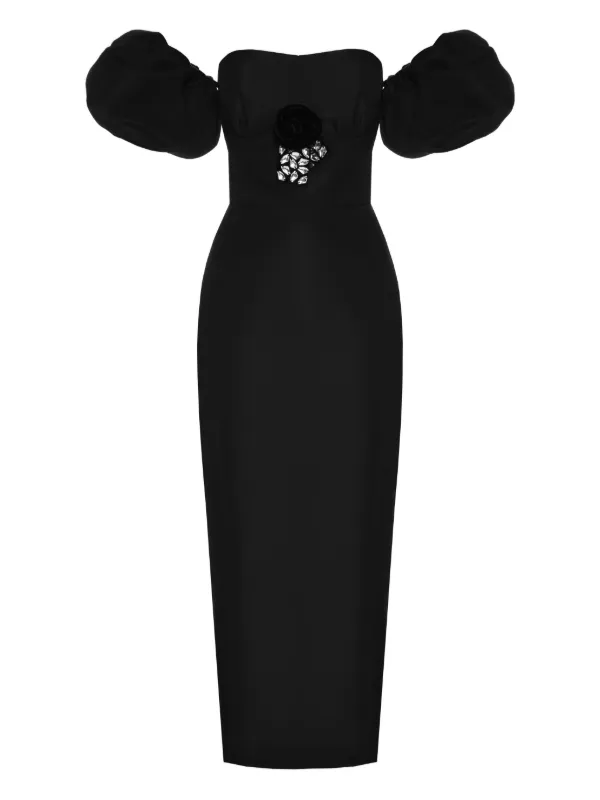 大人気ANOUKIパフスリーブレザードレス