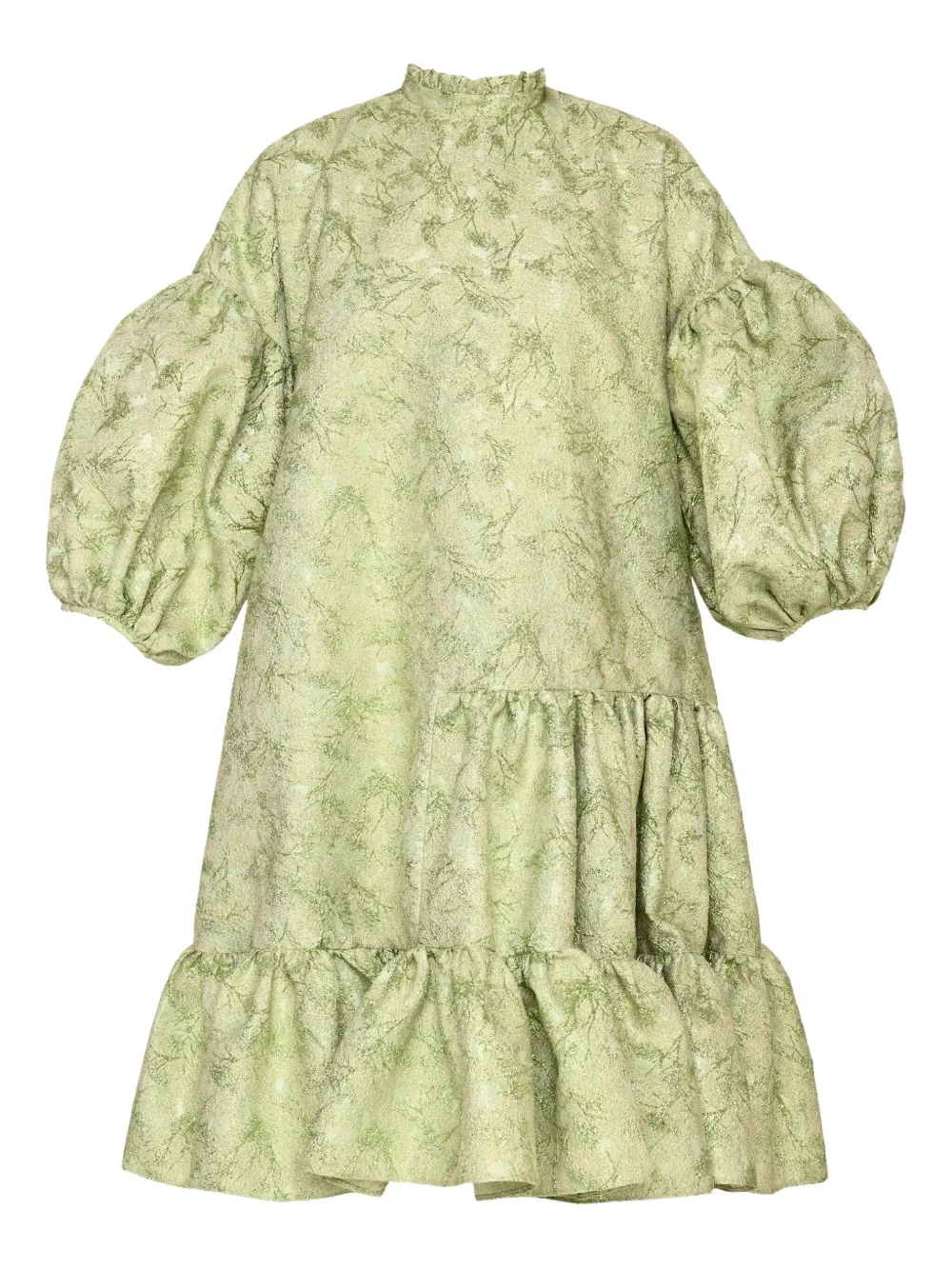 ANOUKI puffed-sleeve tiered dress | Green | Image 1
