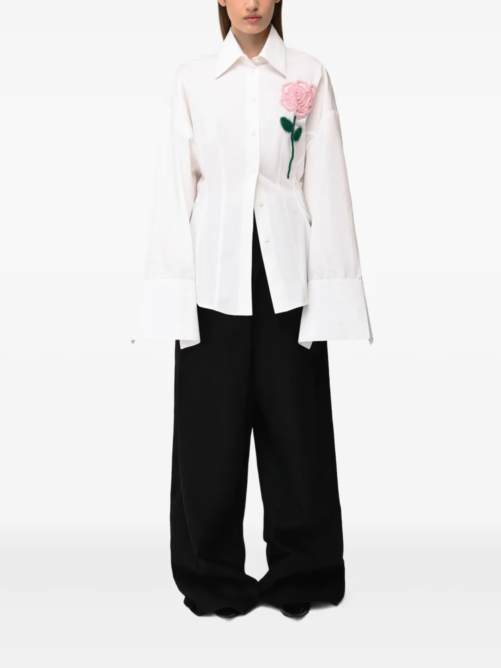 ANOUKI Blouse met roospatch - Wit