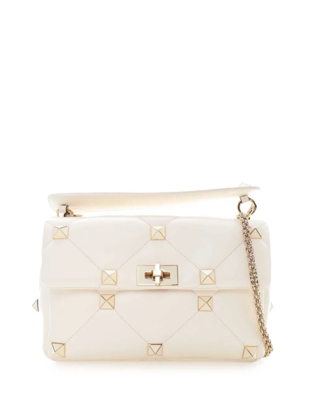 Pre-owned Valentino Garavani 2018-2024 Large Nappa Roman Stud Satchel