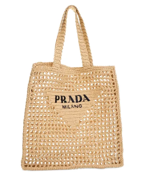 Prada Pre-Owned 2010-2024 Crochet Raffia Logo tote bag