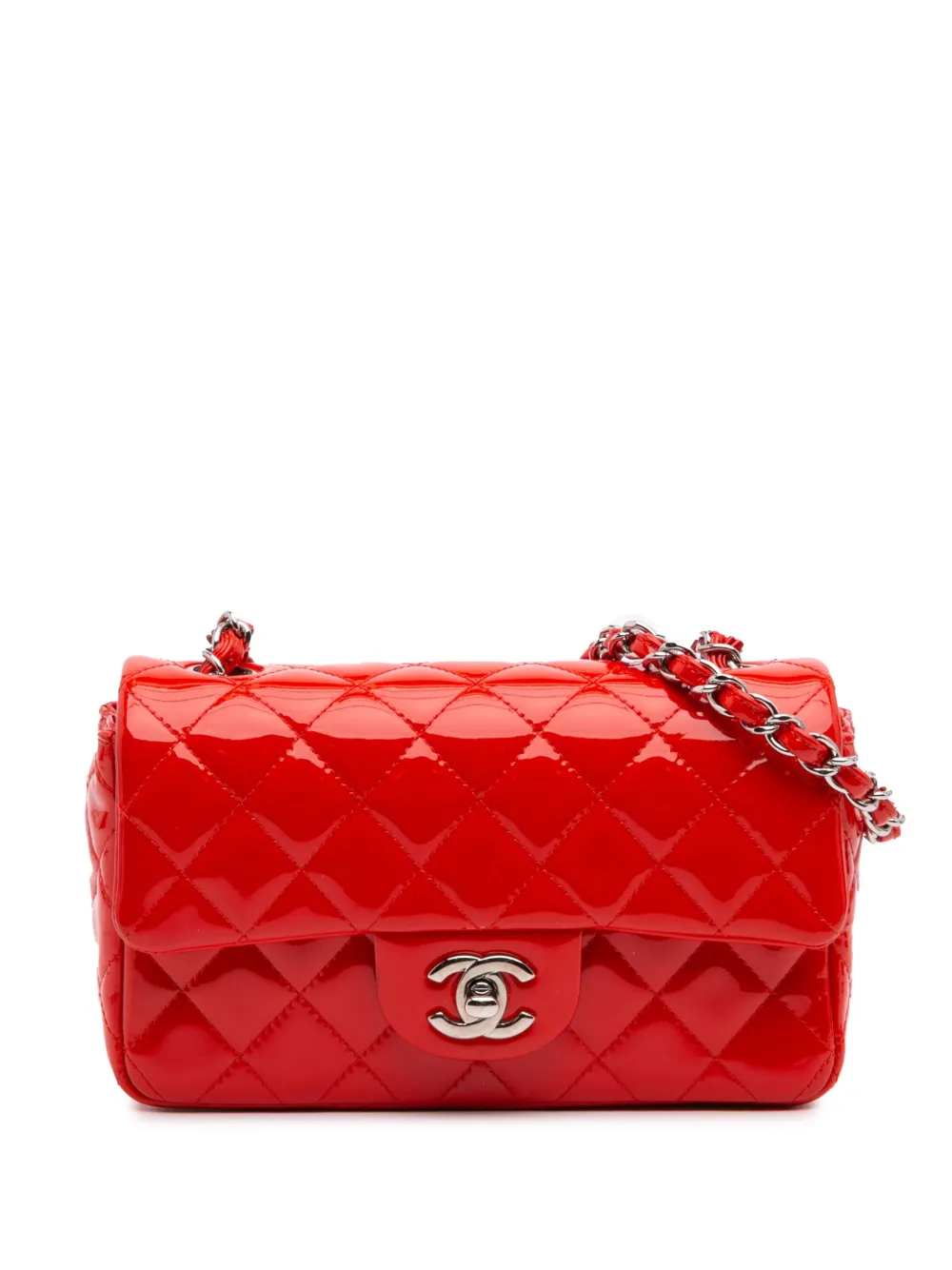 CHANEL Pre-Owned 2014 Mini Rectangular Classic Patent Single Flap crossbody bag | Red | Image 1